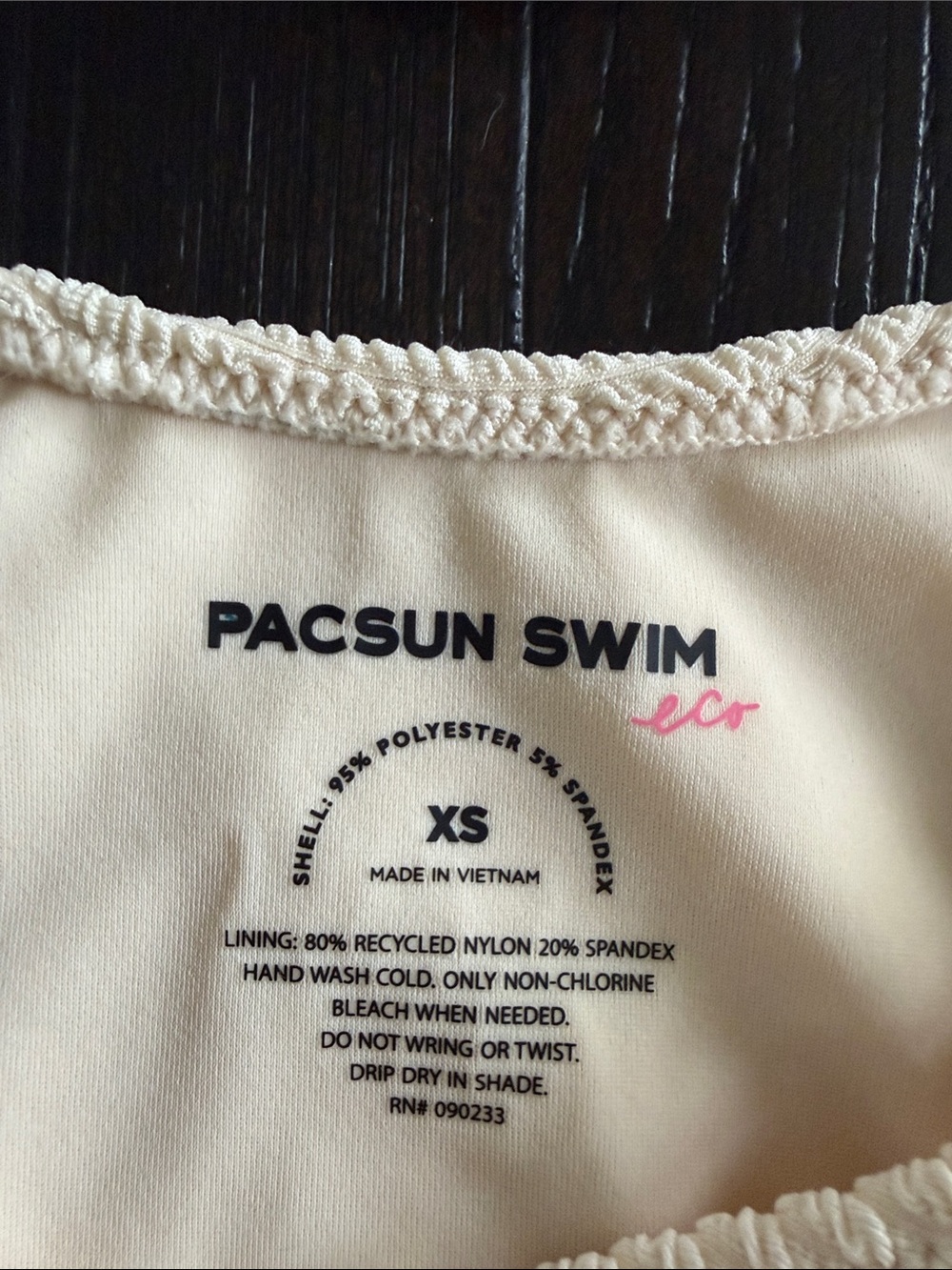 PacSun Cream Textured Triangle Bikini Set - Neutral Cream - Picture 4 of 7